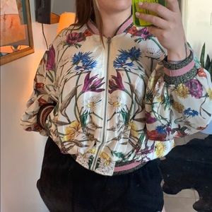 Silk Floral Bomber Jacket